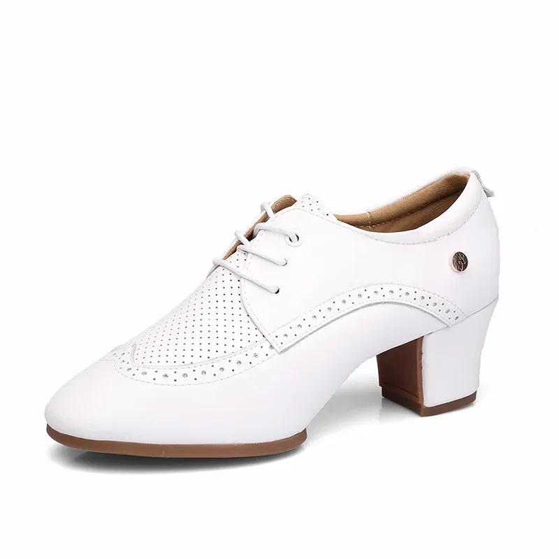 

Latin Dance Shoes Woman Square Sports Leather Soft sole Shoe Dancing Zapatos Mujer Sneakers Breathable Ballroom Shoes For Women 34
