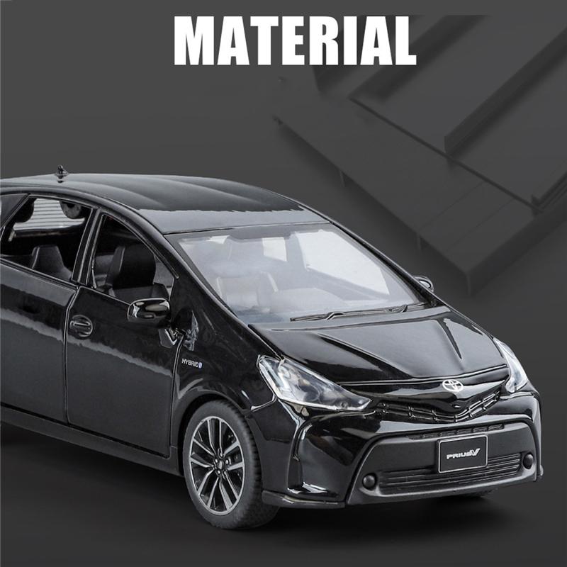 1/32 TOYOTA PRIUS Alloy Car Model Diecast Metal Vehicles Car Model Sound and Light Simulation Collection Childrens Toy Gift