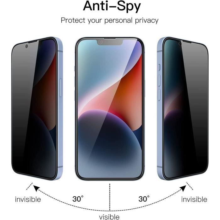 [4 pièces] Verre Trempé Anti-espion pour iPhone 14 (6,1")