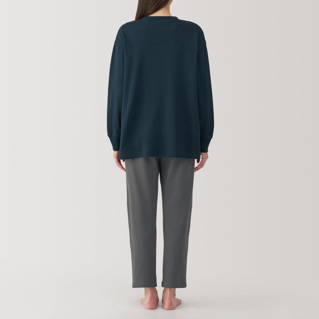 MUJI Loosely Twisted Sweatshirt Long Sleeve Loungewear Size S Women's Set, Navy, (FD1LAA5S)