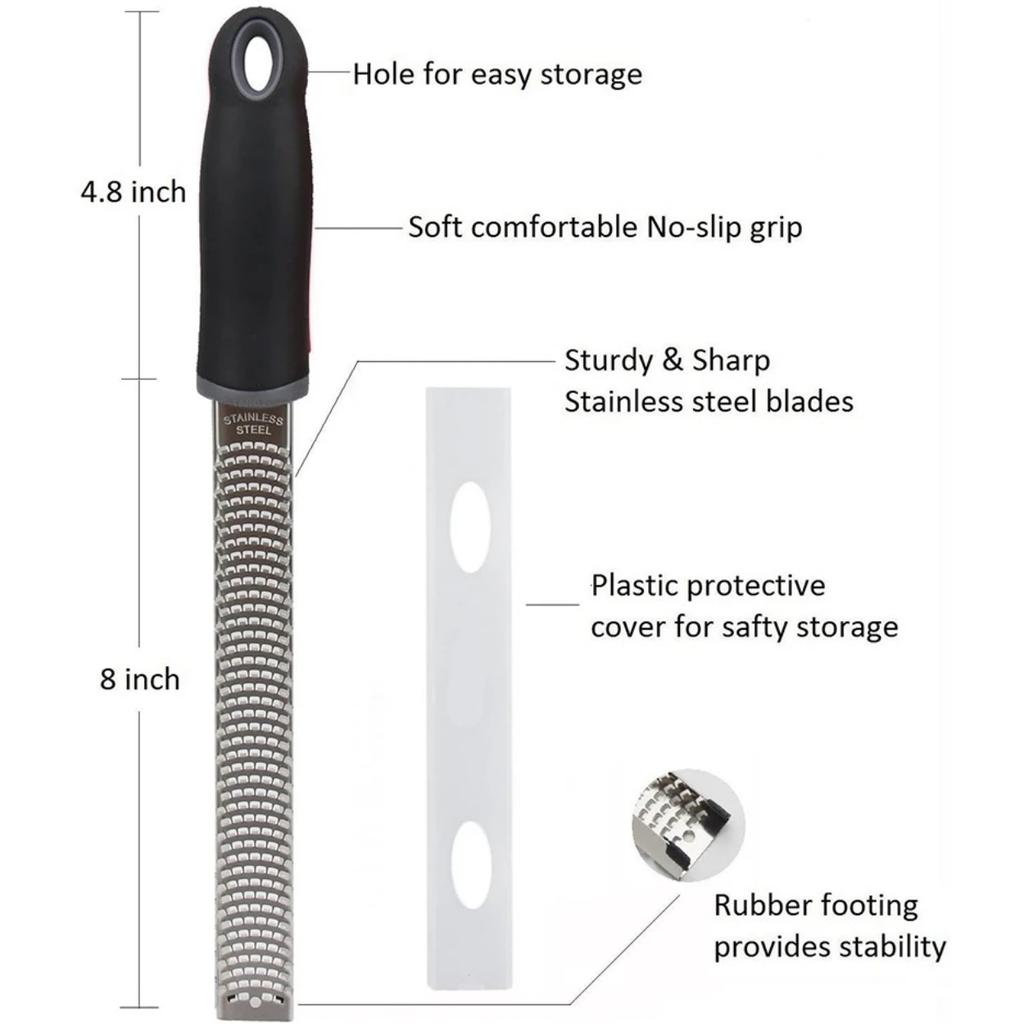 Best Zester, Stainless Steel Kitchen Cheese Grater, Plastic Cover Ergonomic Soft Handle