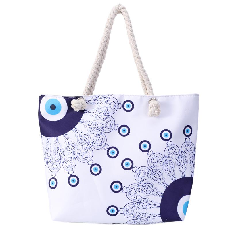 Women's Beach Bag Devil Eyes Tote Blue Eyes Shoulder Bag Evil Eye Canvas Bag