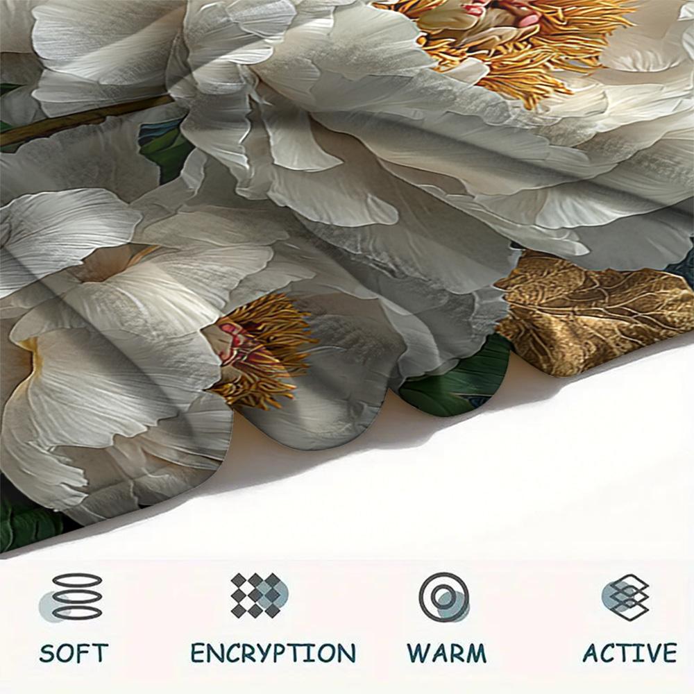 Flower Print Flannel Blanket, High quality Comfortable for All Seasons, Home Decor, Warmth and Comfort, Perfect for Christmas Gifts