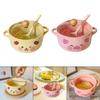 Ceramic Ramen Bowl with Lid, Soup Pot , Cute Design for Home, Student Dorm, Gift, Office