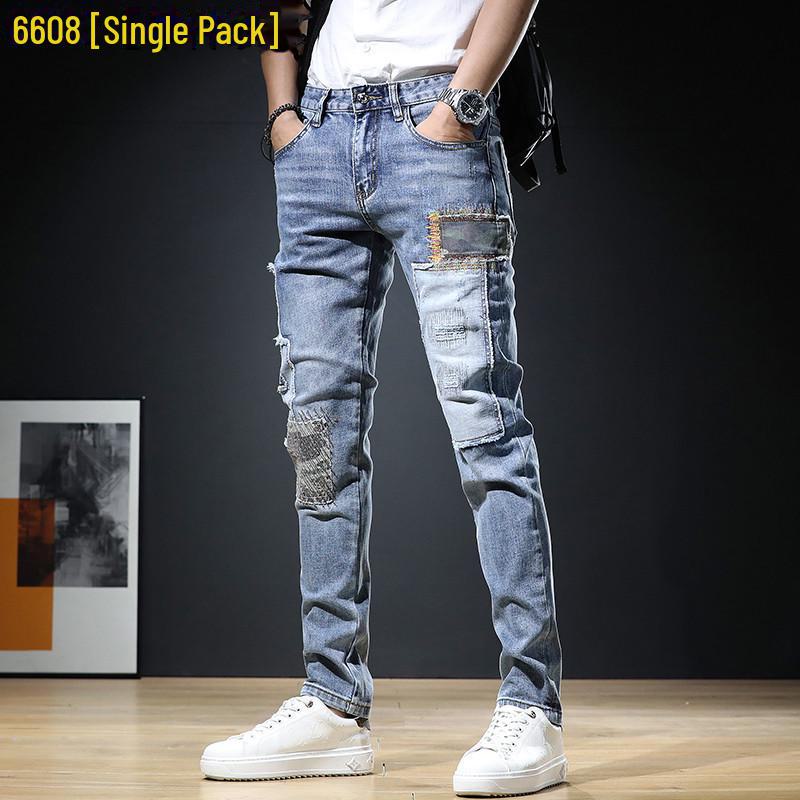 Men's Slim-Fit European High-End Motorcycle Jeans - New Spring 2024 Trend