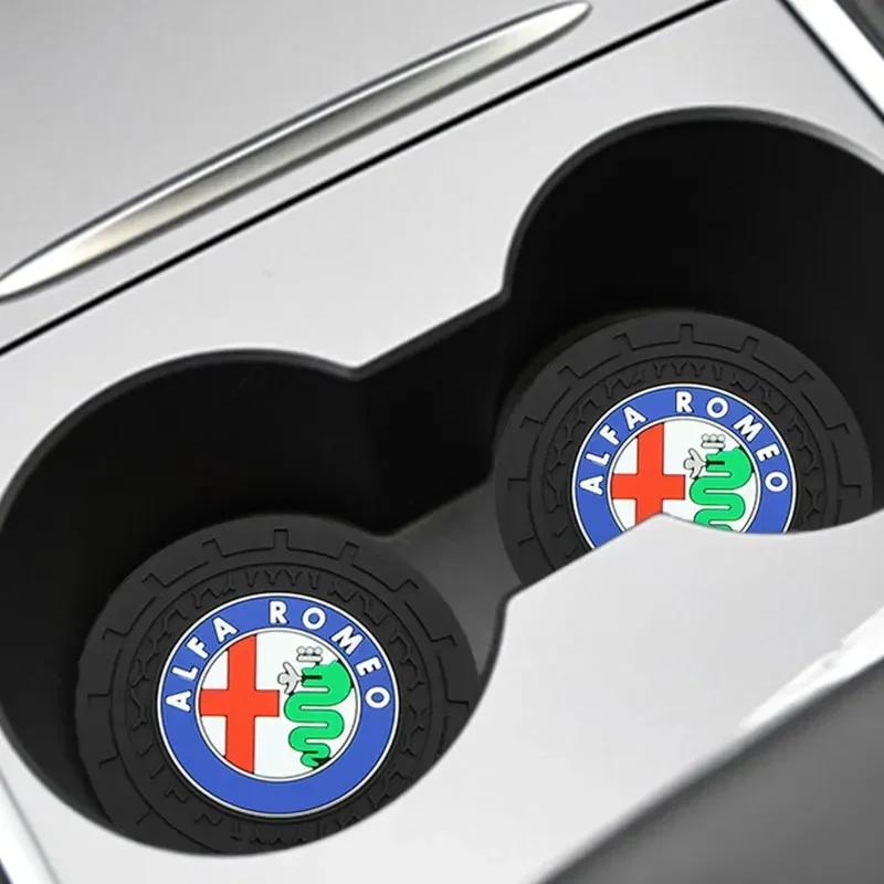 Hub Caps 2pcs Car Auto Cup Holder Anti Slip Insert Coasters Pads For Alfa Romeo 159 Giulietta Giulia 147 Mito 156 Stelvio Volant ze3
