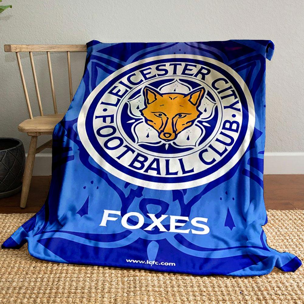 Leicester City Foxes Logo Design Patterned blanket, flannel, suitable for all seasons, home decor, warm and cozy