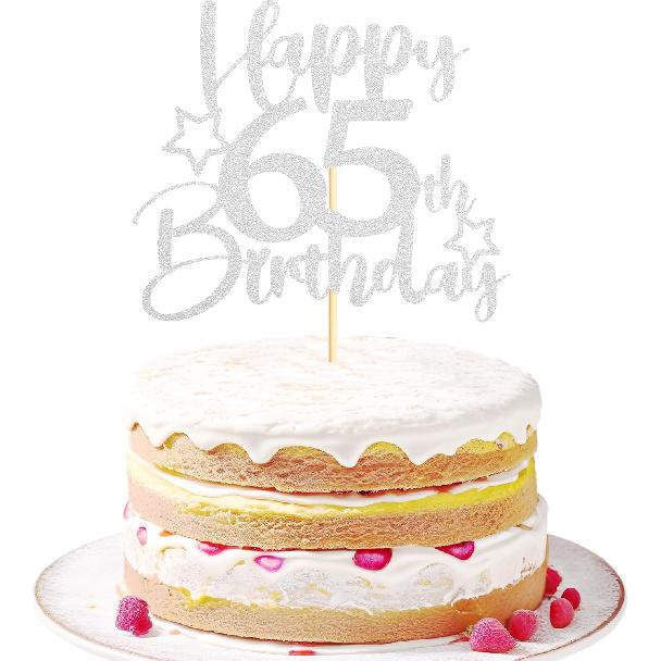 Sotpot 1 Pack 18th Birthday Cake Topper Double-sided Silver Glitter Cake Topper with Star Pattern Cake Decoration for Happy 18th Birthday Party Cake