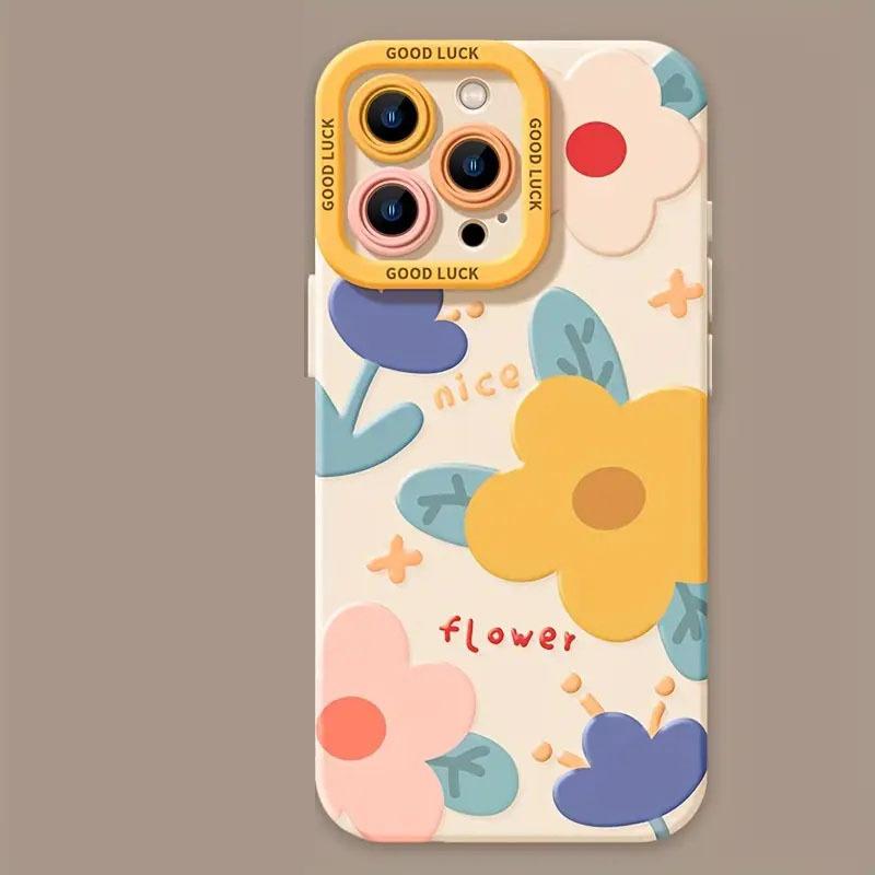 Summer new cartoon flower mobile phone case women's silicone mobile phone case is suitable for iPhone17/16/15