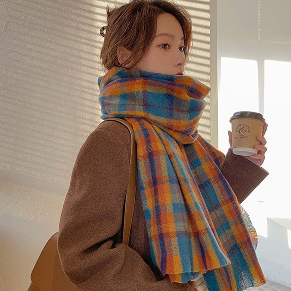 Wool Scarves Winter Cashmere Scarves Plush Long Shawl Classic Cape Wraps Autumn Winter