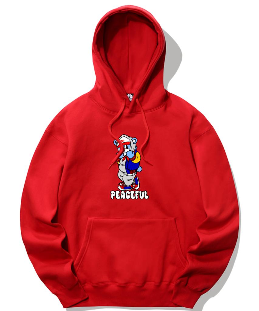 Peaceful Fp Bear Graphic Hoodie - Red