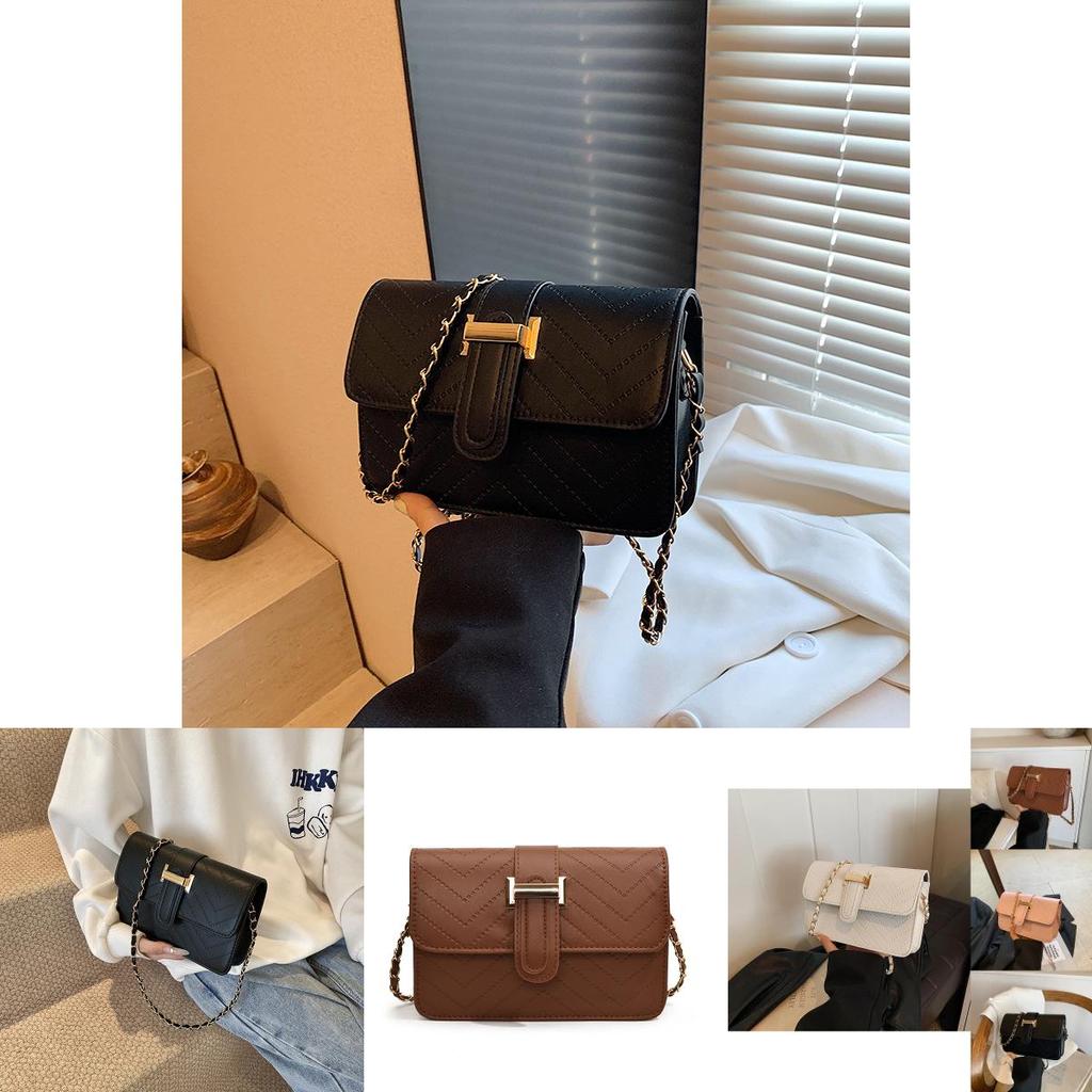 Chic Black Pu Leather Crossbody Bag For Women Stylish Versatile Small Square Handbag