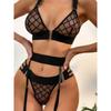 Sexy Stylish Mesh Underwearn Foreign Trade Sexy Ladies' Mesh Perspective Intimates Three-Piece Set