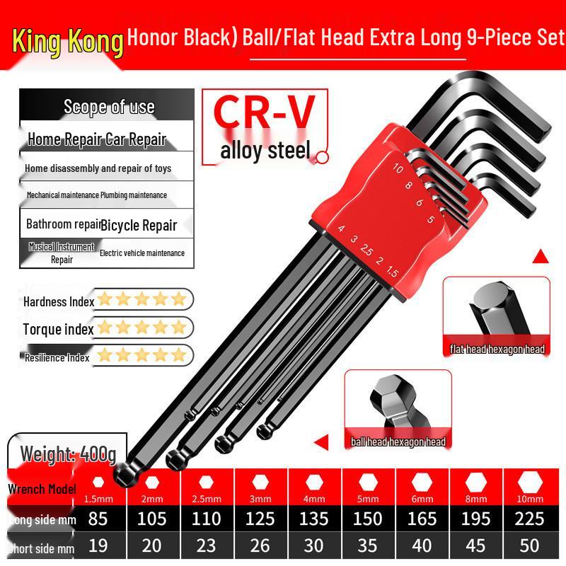 Erweitertes Mattes Sechskant-Kugelkopfeinsatz-Torx- und metrisches Schraubenschlüsselset