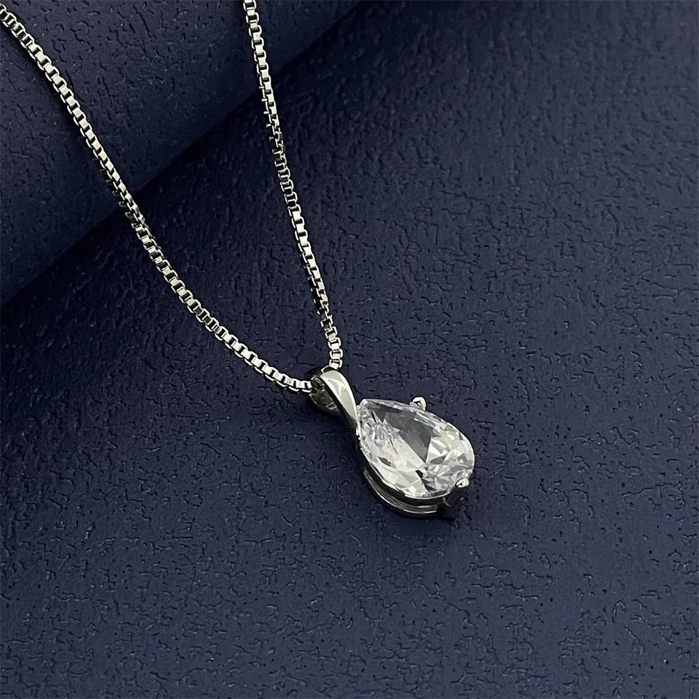 Multi-Color Gemstone Zircon Pendant Necklace, Women Couple Simple Luxury Wedding Birthday Jewelry Gift