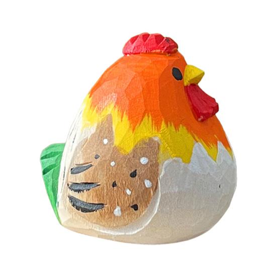 Hand-Carved Wooden Rooster Farmhouse Figurine Rustic Animal Chicken Sculptures Statue for Home C