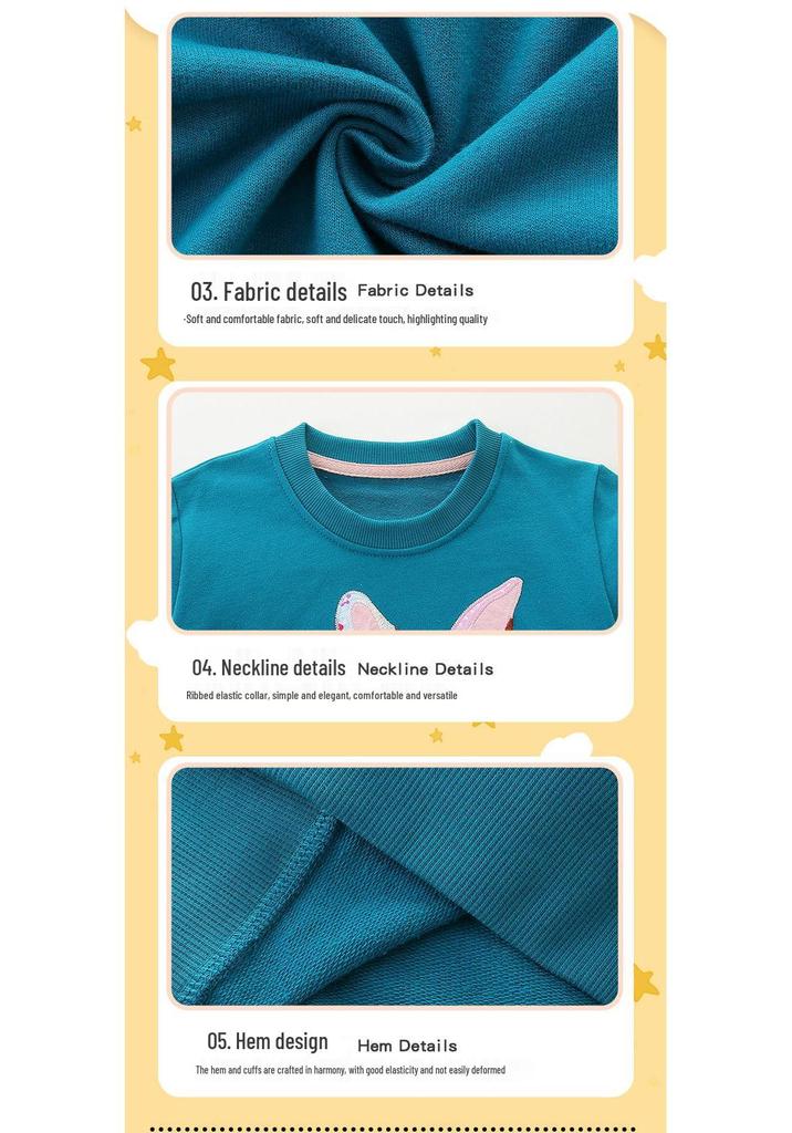 New Autumn Cartoon Rabbit Print Girls' Knit Cotton Hoodie