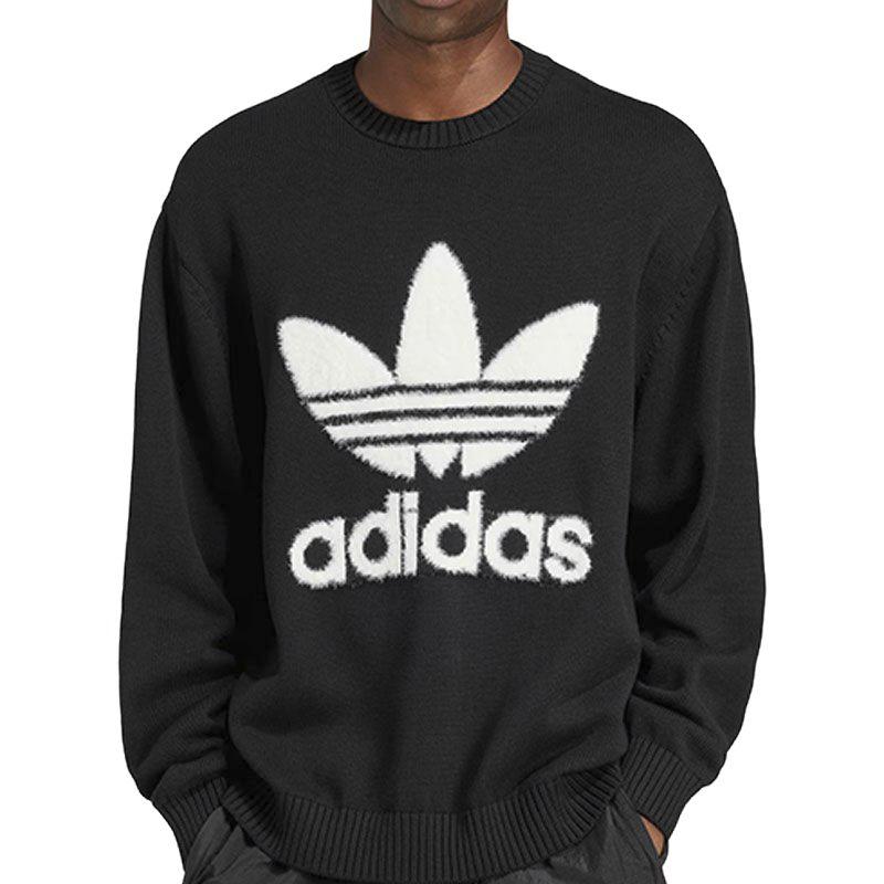 Adidas Originals Sports Lifestyle Series Comfortable Casual Letter Long Sleeve Sweater Men Sweater Black JC6348