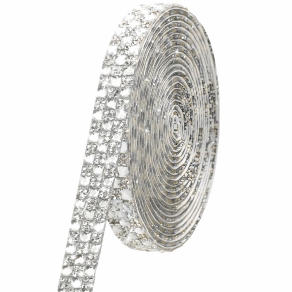 1Yard Self Adhesive Crystal Rhinestone Sticker Multicolour 1.2cm Width Diamond Ribbon Adhesive Diamond Crystal Motif серебряный