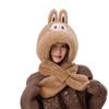 Bubu Plush Hat & Scarf Set: Cartoon Style, Velvet-Lined, Cute & Warm for Girls