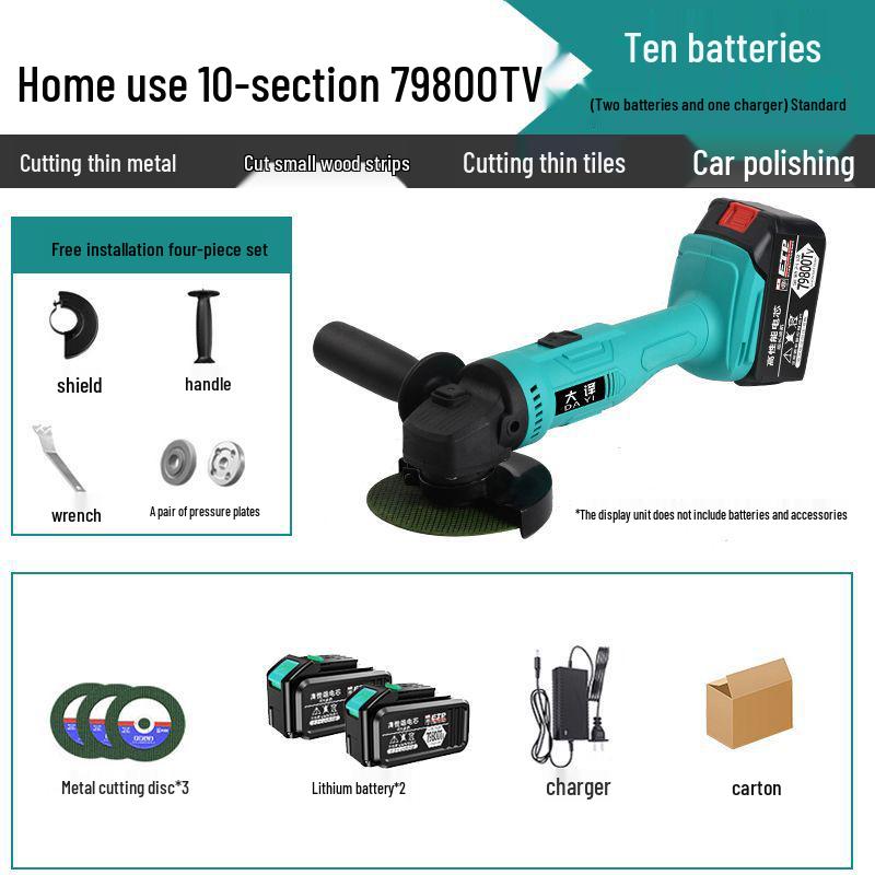 Brushless Angle Grinder with Lithium Battery - Multifunctional Grinder, Polisher, and Cutting Tool with Grinding Wheel.
