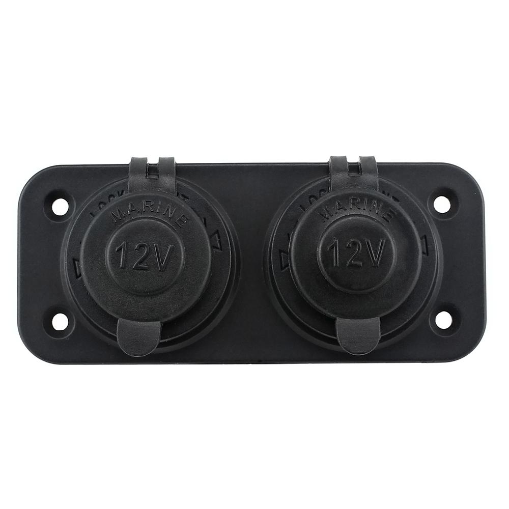 Motorcycle Car Cigarette Lighter Splitter 12V 24V Waterproof Power Socket Adapter Dual Plate Panel Mount Charger + 4 Screws 4 Screw Caps