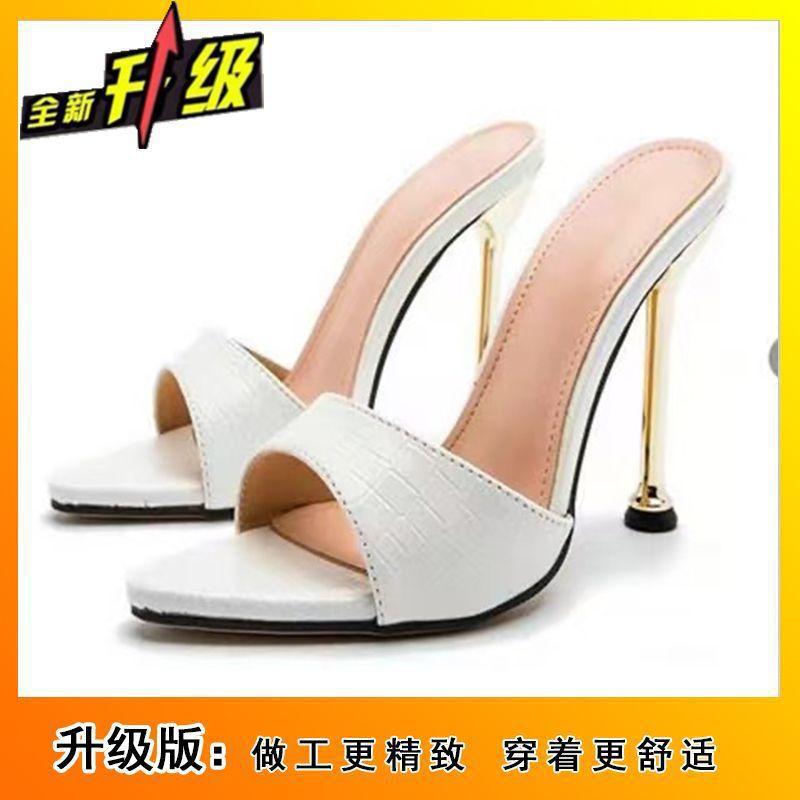 Nischen vielseitige spitze dünne Absätze sexy Sandalen mit offenen Zehen Damen High Heels Damen coole Pantoletten 2025 Sommer neu