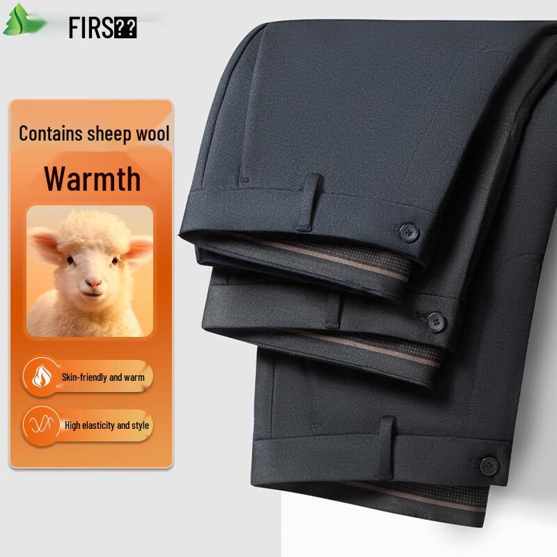 

FIRS Men s Wool Blend Thickened Straight-Leg Business Casual Pants 40