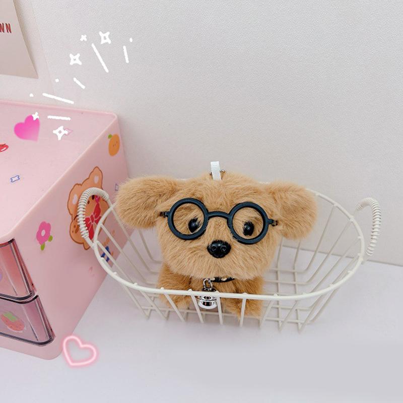 Çizgi Film Sevimli Peluş Gözlüklü Köpek Yavrusu Anahtarlık Yumuşak Dolgulu Köpek Çanta Kolye Süsleri Araba Anahtarlığı Kadın Kız Genç Parti Hediyesi