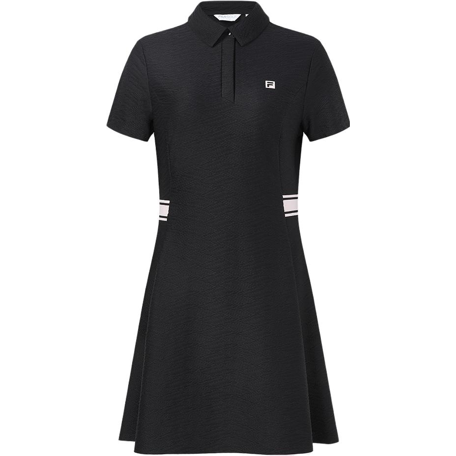 Fila Fw23 Brand Logo Print Golf Skirt And Shorts Slim Fit Two-Piece Polo Dress Women Dresses Black A11W335303F-BK