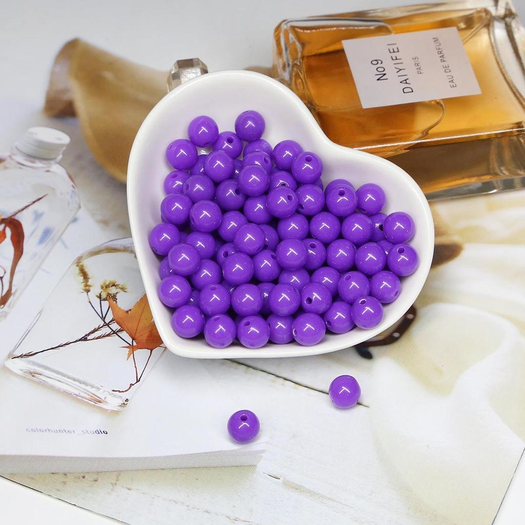 Acrylic Round Beads - Solid Candy Colors for DIY Jewelry Making and Crafts
