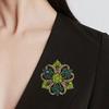 Fashion Simple Metal Crystal Green Plant Flower Brooches For Women Clothing Coat Party Accessries Gifts