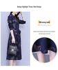 Elegant Floral Waist-Cinched Dress for Middle-Aged Women – Slimming Autumn/Winter Style
