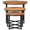Nesting Tables Set of 3 Solid Acacia Wood and Iron