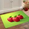 Bath Mat 1pc, Three Red Apples, Washable Flannel Entryway Mat, Rectangular Non-slip Bathroom Mat, Large-size Rug Suitable for Bathrooms, Living Rooms,
