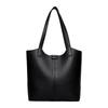 Women's Soft Leather Tote Bag - Stylish Simple Solid Color, Large Capacity, Single Shoulder for Work and Commute.