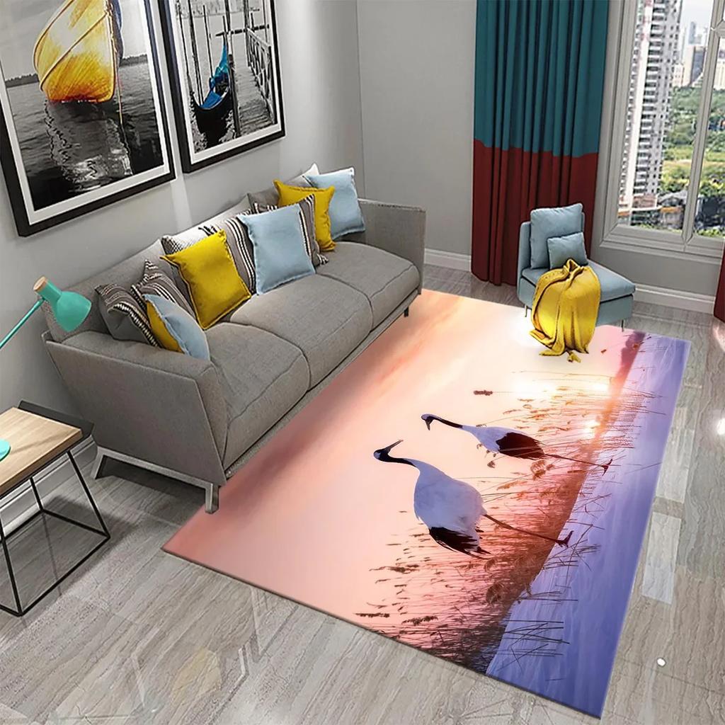 Lovely Red-Crowned Crane Carpet for Kitchen Bathroom Door Entrance Non-Skid Area Rug Living Dining Room Bedroom Decor Floor Rugs