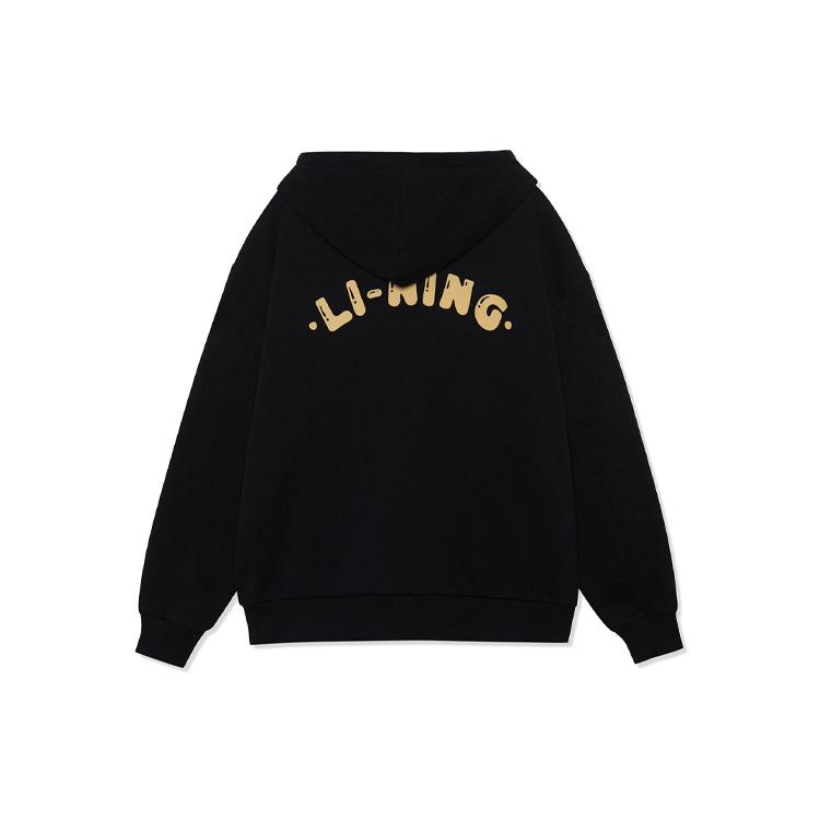 Li Ning X STEVEN HARRINGTON Skateboard Sweatshirts Unisex Black Hooded Thickened Regular AWDRF79-3