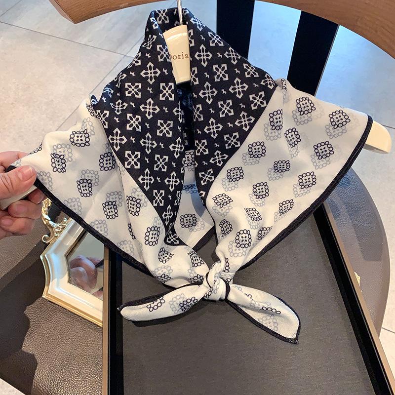 Double-sided Imitation Silk Wool Scarf Silk Scarf Women's New Neck Scarf Shirt Small Square Scarf Scarf Mother Gift