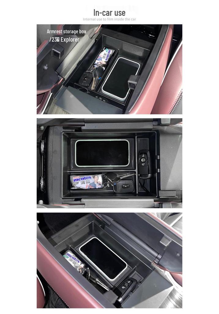 Verbesserte Aufbewahrungsbox für das Armlehnenfach des Ford Explorer 2023