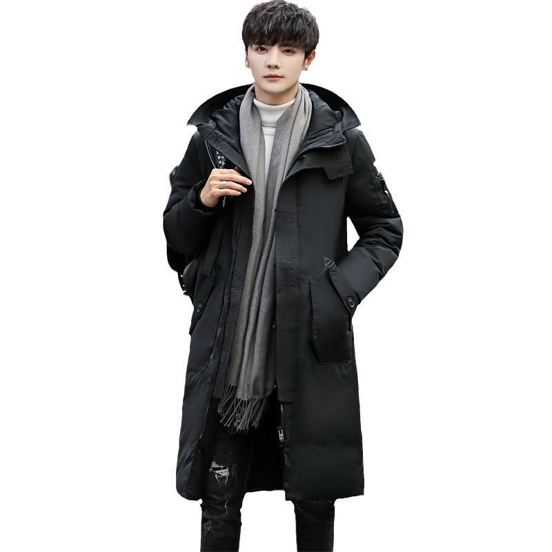 2025 New Long Cold Clothing Men's Long Youth Men's Winter Casual Thickened Hooded Jacket