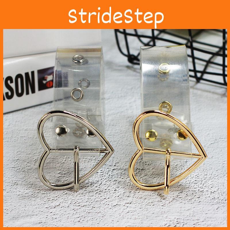 Circular Square Heartshaped Buckle Transparent Resin Belt Porous Belt Womens