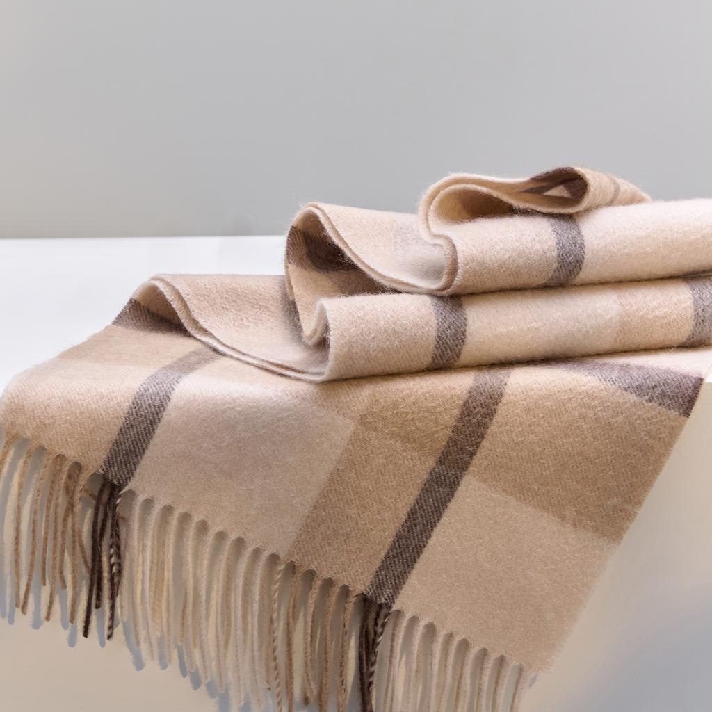 Winter 100% Cashmere Scarf Women Tassels Warmer Shawls And Wraps Echarpe Pashmina Ladies Camel Plaid Scarves