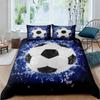 Soccer Duvet Cover Set King Queen Full Size Football Pattern Polyester Comforter Cover For Kids Teens Soccer Lover Bedding Set