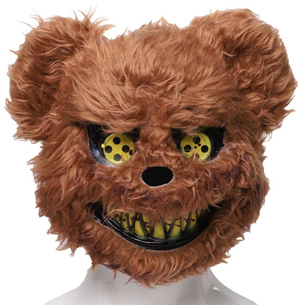 Scary Halloween Mask Realistic Bloody Bear Mask Cosplay Bloody Plush Bunny Mask  Men