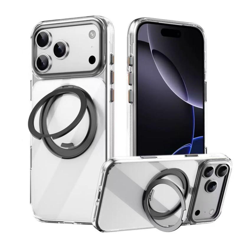 Magnetic Snap-on Case IPhone 17 Pro Max With 360 Rotating Kickstand Matte Finish Shockproof TPUPC Metal Magnet