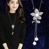 Autumn-Winter High-End Pearl Tassel Necklace for Women – Versatile Cross Long Sweater Chain Accessory