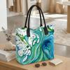  Watercolor Wave Tote Bag Casual Large Capacity Beach Shoulder Bag for Daily Travel