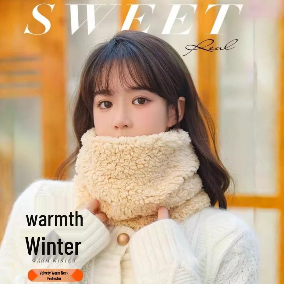 Women's Cotton Fleece Neck Warmer: Winter Scarf, Solid Color Gaiter, High Neck Protection, Windproof & Warm