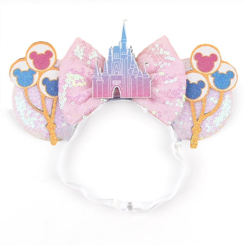 Disney Mausohren Verstellbares Elastisches Stirnband Für Baby Erwachsene Pailletten 5" Schleife Haarband Festival Party DIY Haarschmuck